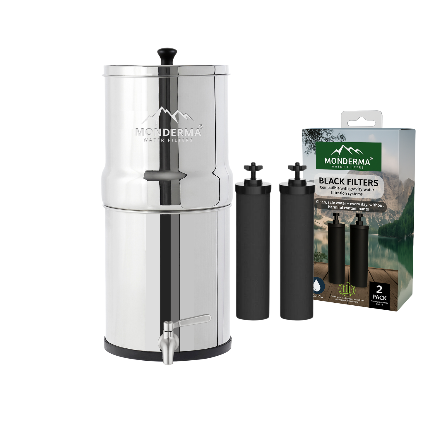Monderma waterfilters fontaine monderma Fontaine Monderma Big 8.5L - 2 cartouches Black filters