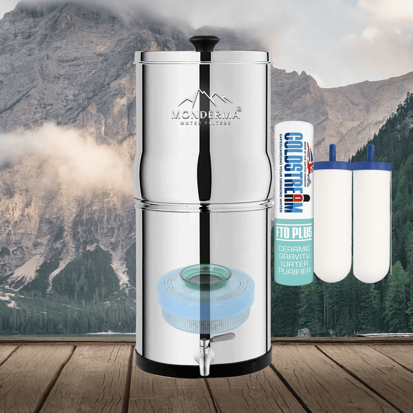 Monderma waterfilters fontaine monderma Fontaine Monderma Big 8.5L - 2 filtres FTO+ avec kit de magnétisation