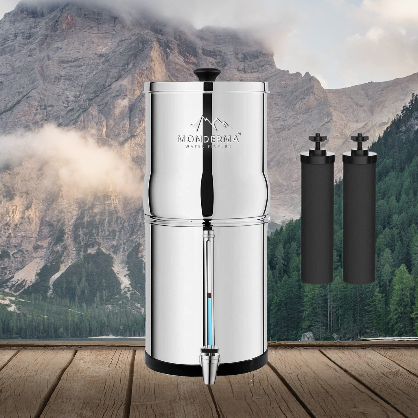 Monderma waterfilters fontaine monderma Fontaine Monderma Max Big 8.5L - inclus 2 filtres black filters, 1 robinet avec vue