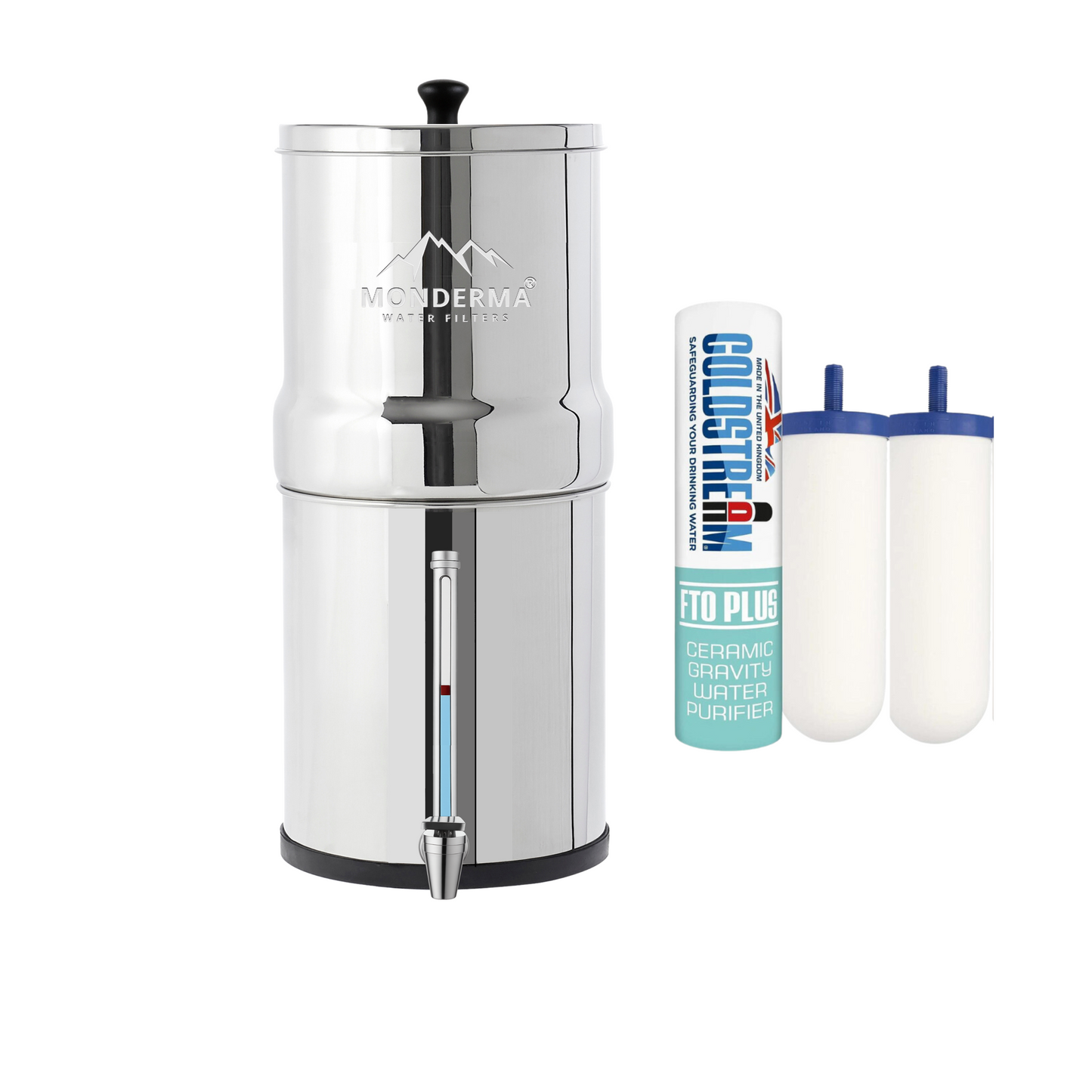 Monderma waterfilters fontaine monderma Fontaine Monderma Max Big 8.5L - inclus filtres 2 FTO+, 1 robinet avec vue