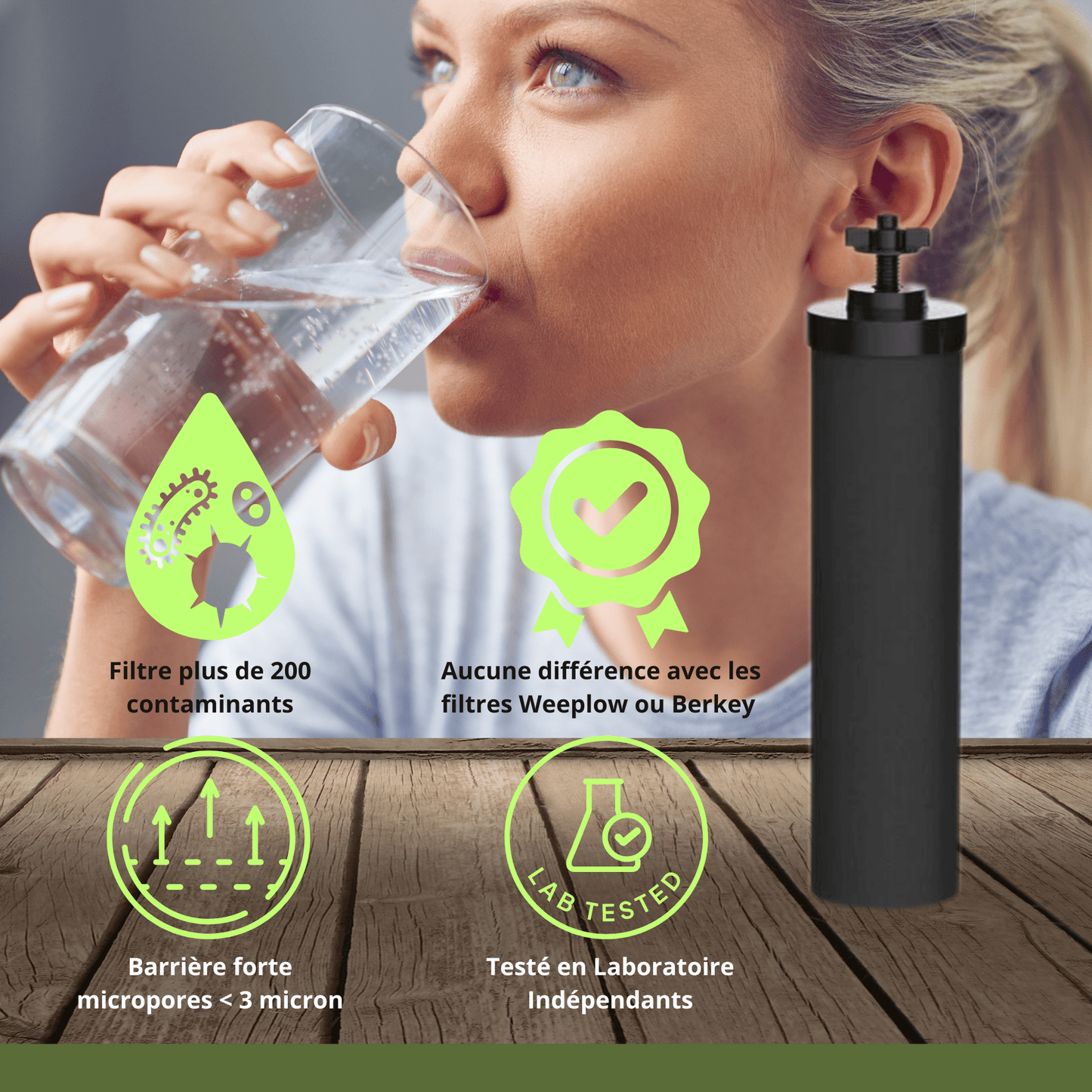 Monderma waterfilters Monderma éléments de filtration Monderma Black filters - cartouche filtration MD-black-filter-2, 12 mois, compatibles Berkey, berkefeld