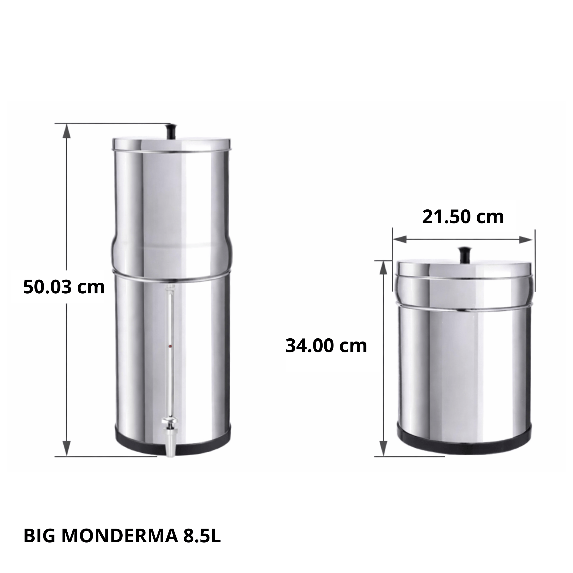 Aquaticstream fontaine à gravité Aquaticstream 8.5L Gravity Filtration système - inclus filtres 2 FTO+, 1 base inox, 1 robinet avec vue