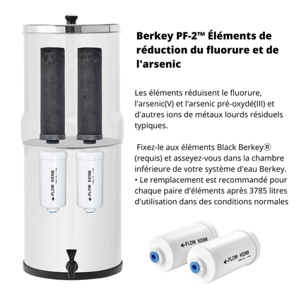 BERKEY SYSTEMS Cartouche filtre berkey PF-2 - Berkey lot de 2 , pour Fluor, Arsenic et ions de métaux lourds