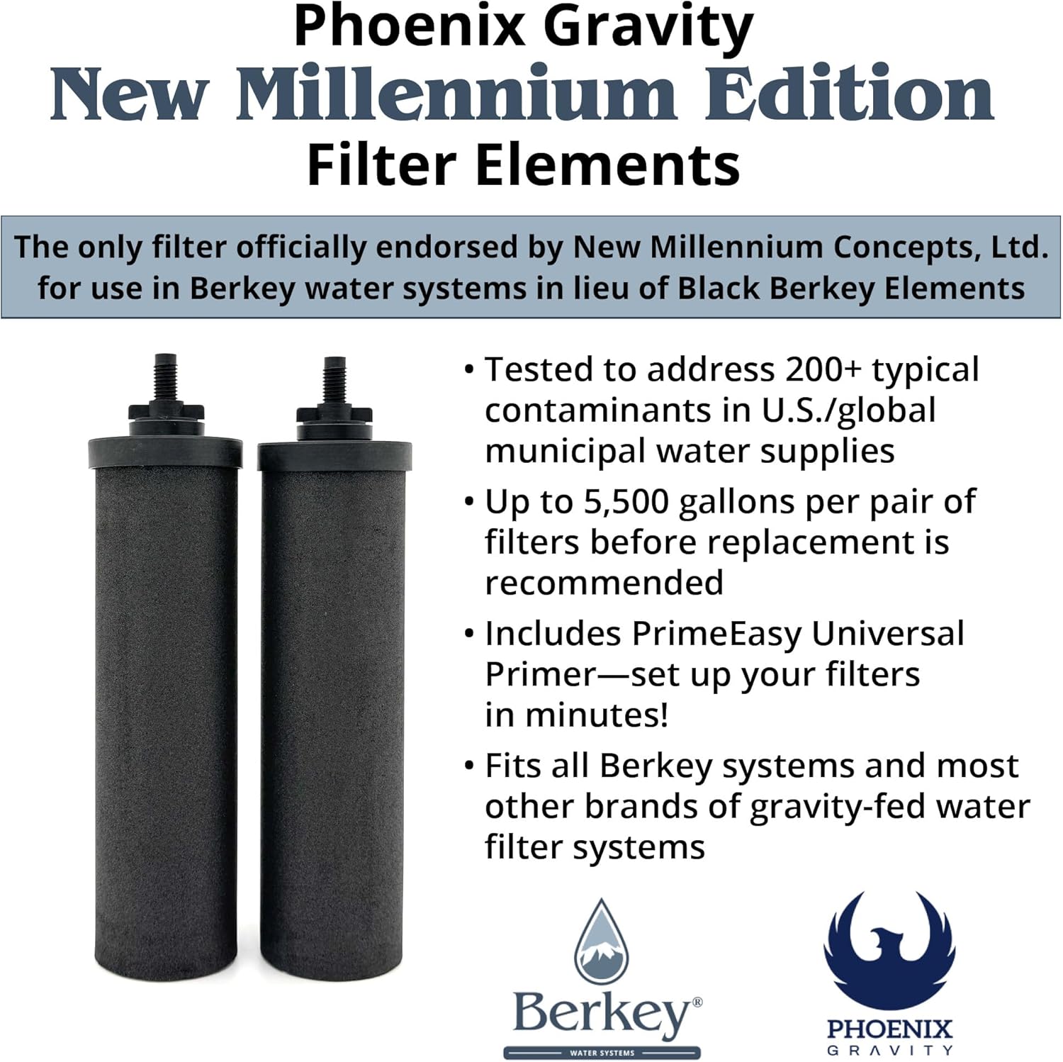 BERKEY SYSTEMS Filtres charbon phoenix Berkey Phoenix Gravity New Millennium Edition 4 Filters Elements