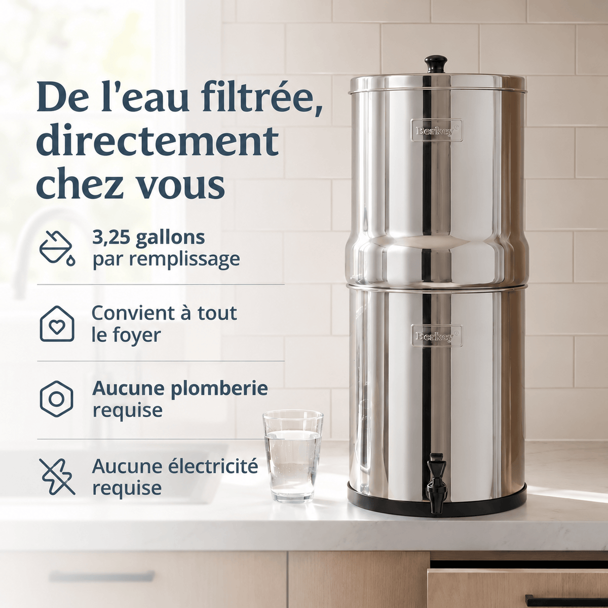 BERKEY SYSTEMS Fontaine berkey filtration Royal Berkey 12,3 L – 2 filtres Black Berkey