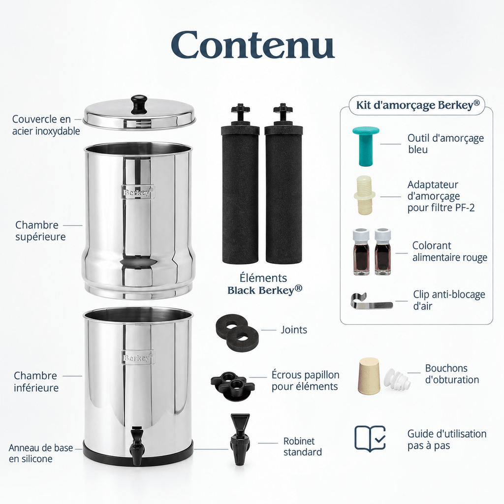BERKEY SYSTEMS Fontaine berkey filtration Royal Berkey 12,3 L – 2 filtres Black Berkey