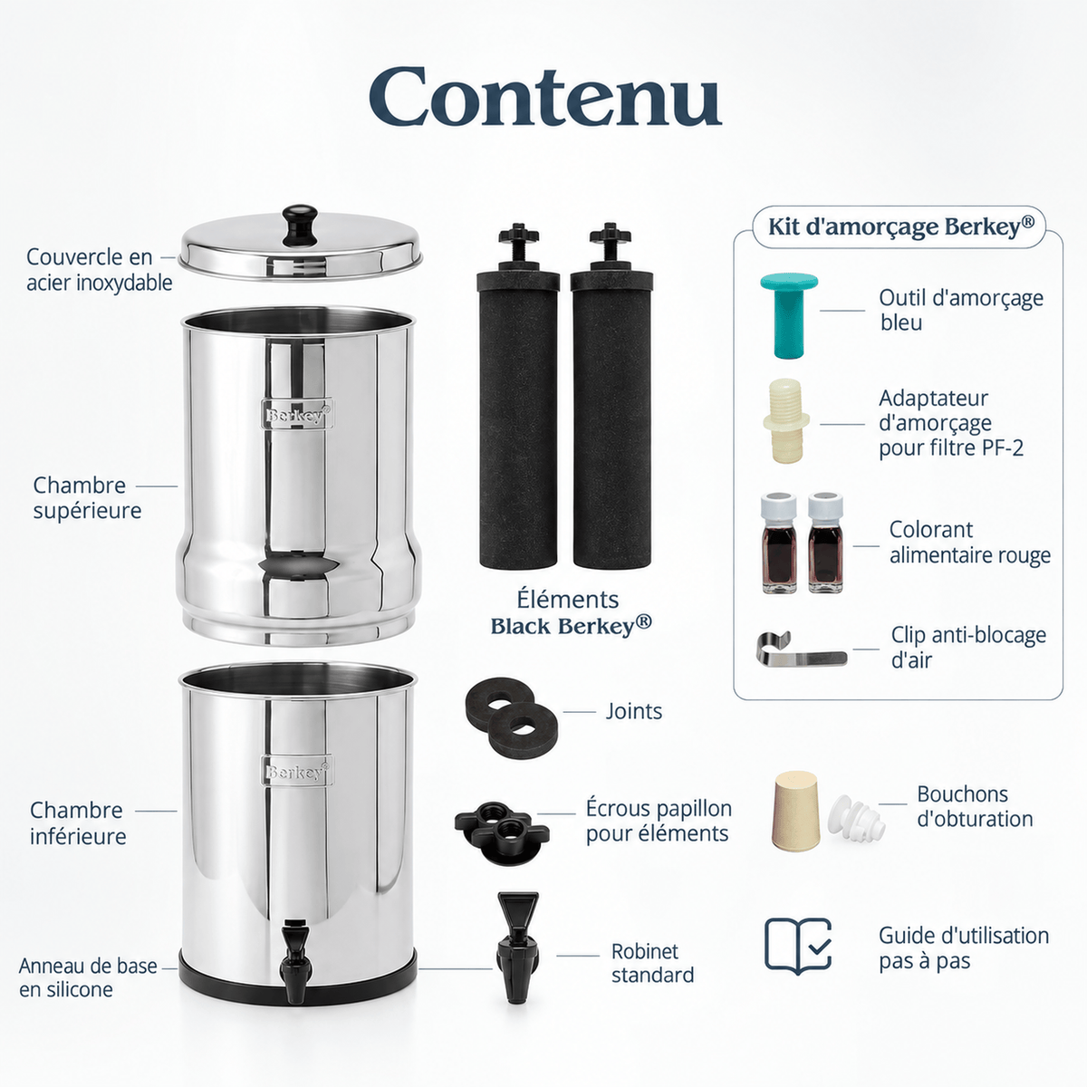 BERKEY SYSTEMS Fontaine berkey filtration Royal Berkey 12,3 L – 2 filtres Black Berkey