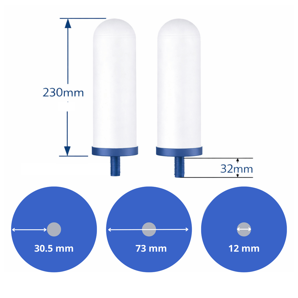 COLDSTREAM waterfilters set van 4 FTO+ keramische filters - Berkey, British Berkefeld, ProOne compatibel