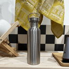 fontaine a gravite gourde inox Bouteille inox 800ml - Bouchon en bambou,  poignée de transport