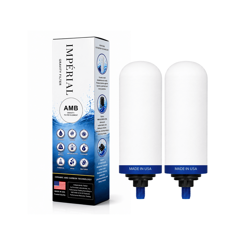 Monderma Fontaine filtrante gravitaire Monderma Fontaine Travel 5.6L inox - 2 filtres Impérial AMB | 12 mois de filtration