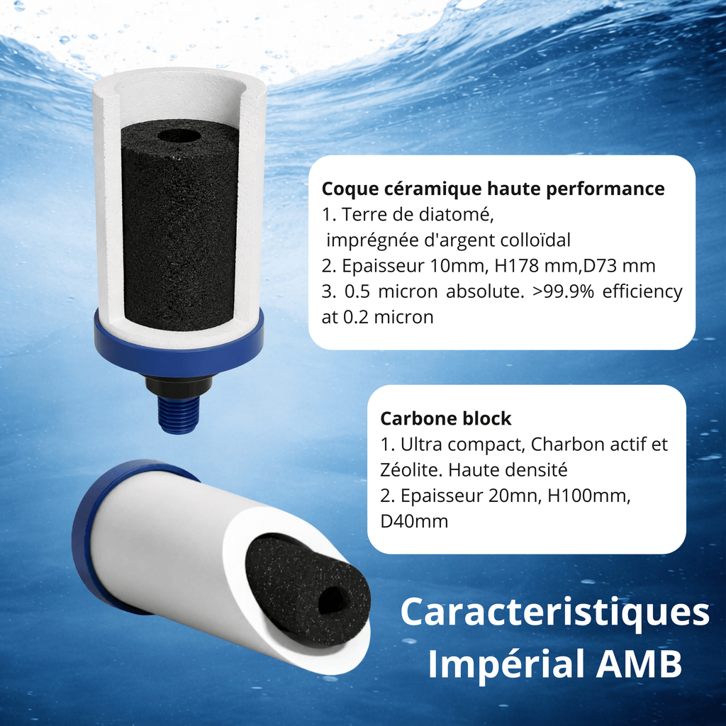 Monderma Fontaine filtrante gravitaire Monderma Fontaine Travel 5.6L inox - 2 filtres Impérial AMB | 12 mois de filtration