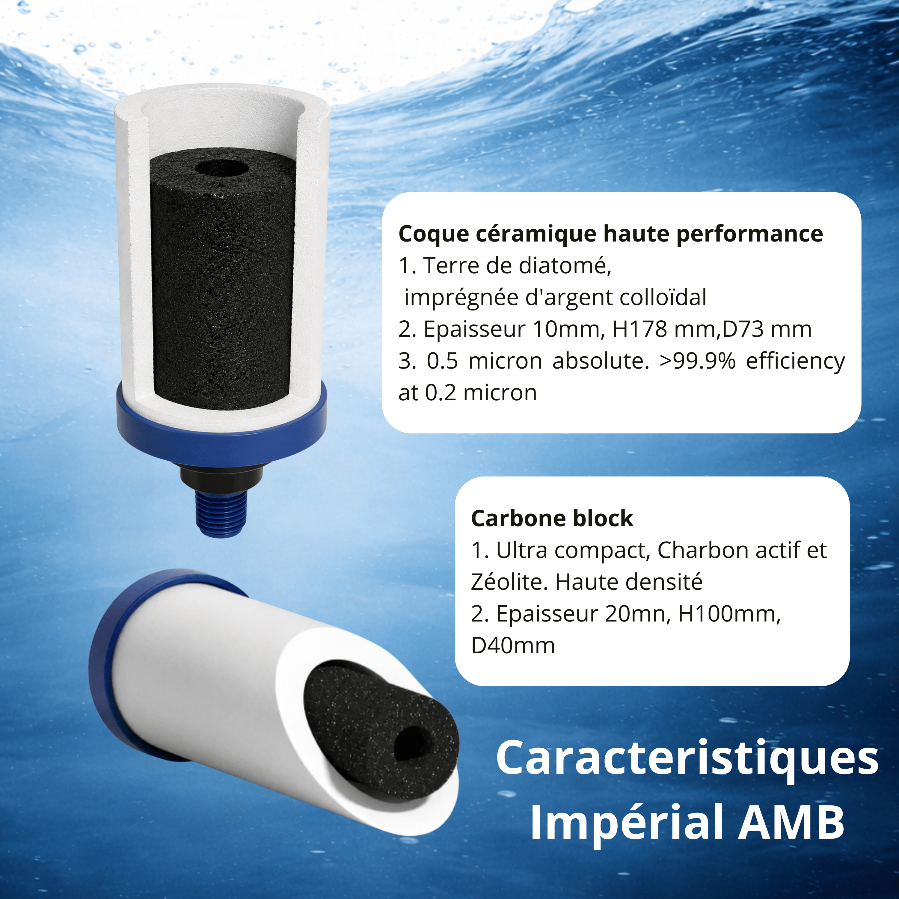 Monderma Fontaine filtrante gravitaire Monderma Fontaine Travel 5.6L inox - 2 filtres Impérial AMB | 12 mois de filtration