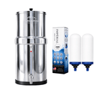 Monderma Fontaine filtrante gravitaire Monderma Fontaine Travel 5.6L inox | Robinet Vue | 2 filtres Impérial AMB | 12 mois de filtration