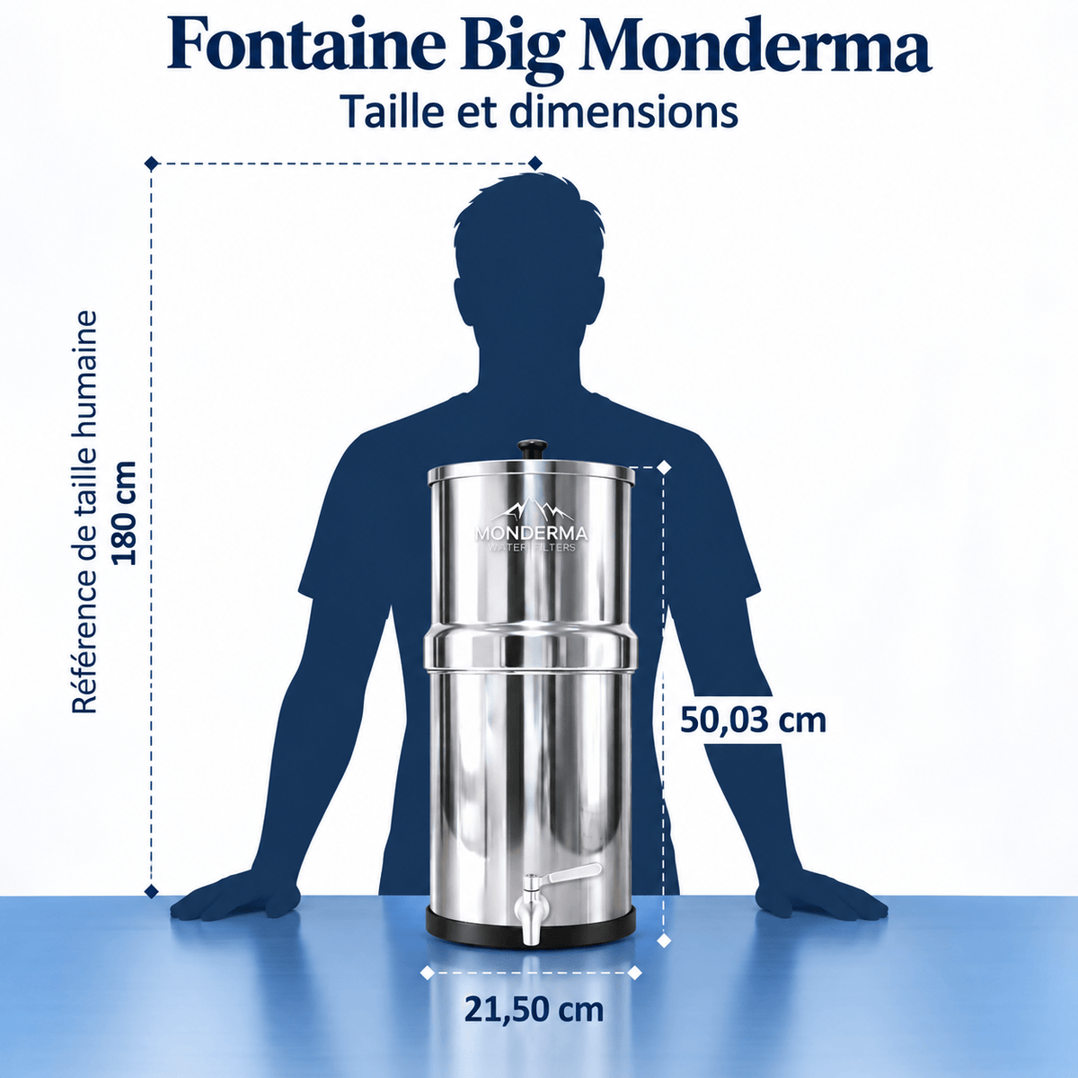 Monderma fontaine monderma Monderma Big 8,5 L – 2 Black Filters et robinet inox