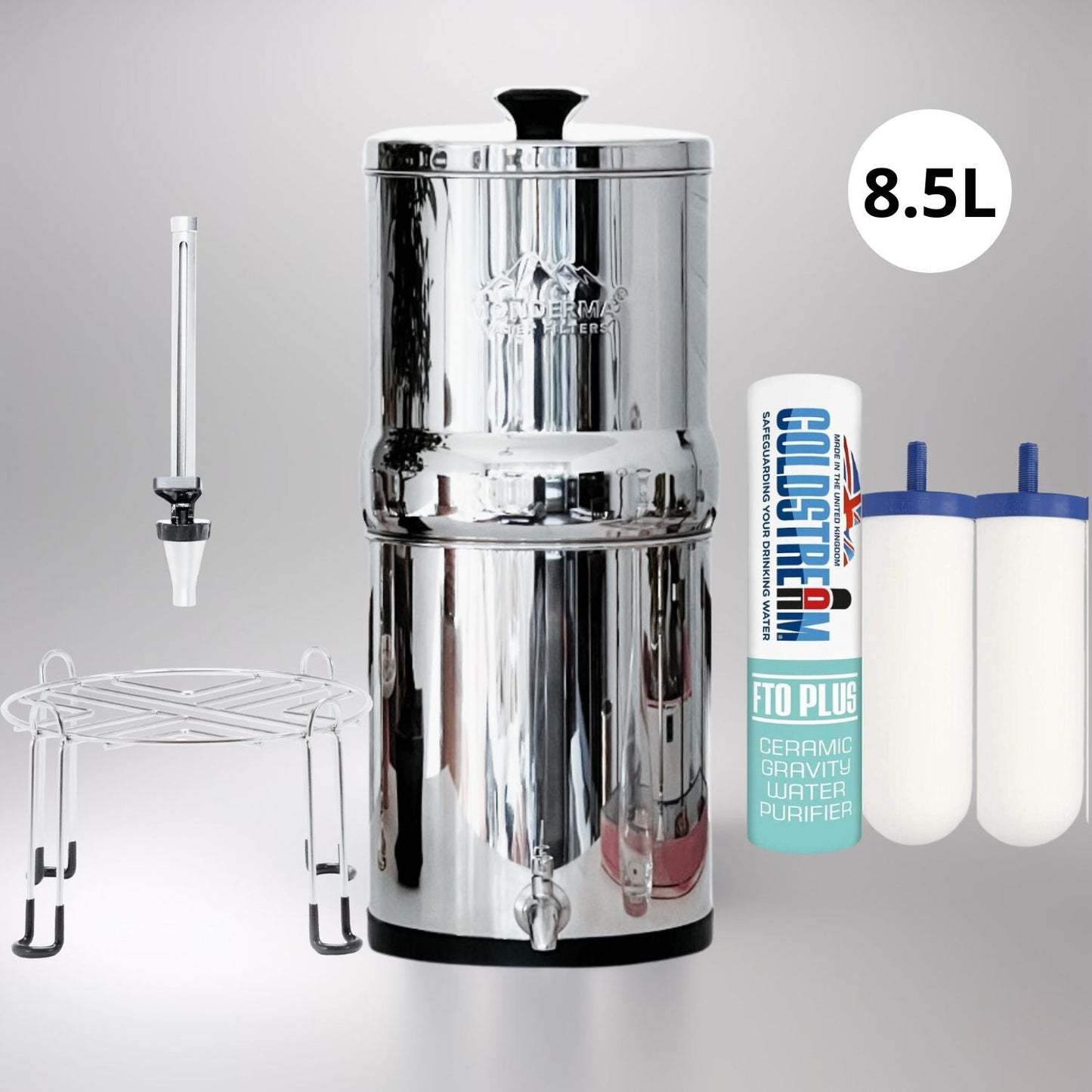 Monderma water filters fontaine monderma Fontaine à eau Monderma Max Big 8.5L - inclus filtres 2 FTO+, 1 base inox, 1 robinet avec vue