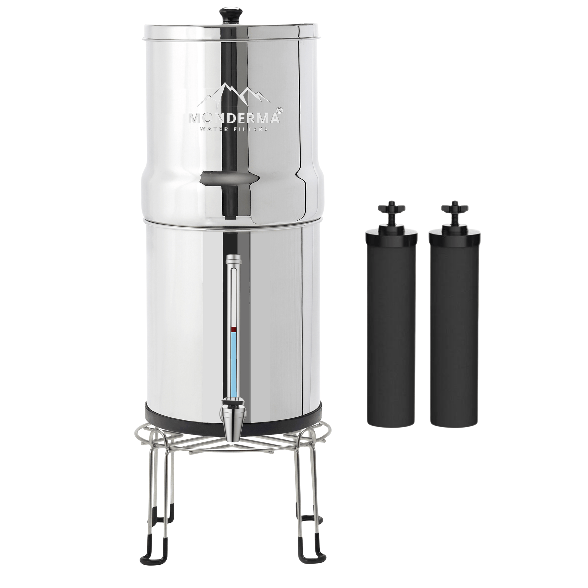 Monderma waterfilters fontaine monderma Fontaine à eau Monderma Max travel 5.6L - inclus 2 filtres black filters, 1 base inox, 1 robinet avec vue