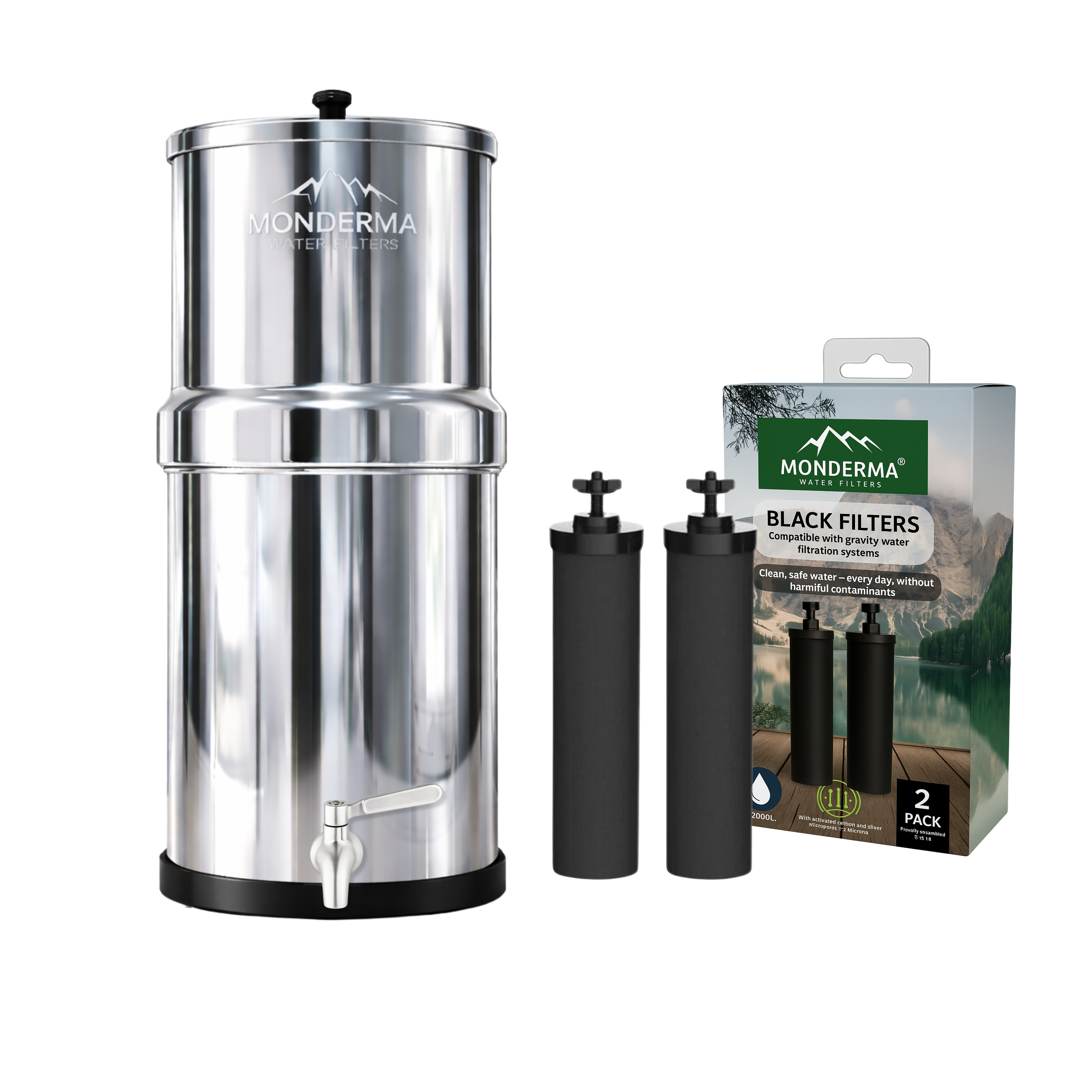 Monderma waterfilters fontaine monderma Fontaine Monderma Big 8.5L - 2 cartouches Black filters