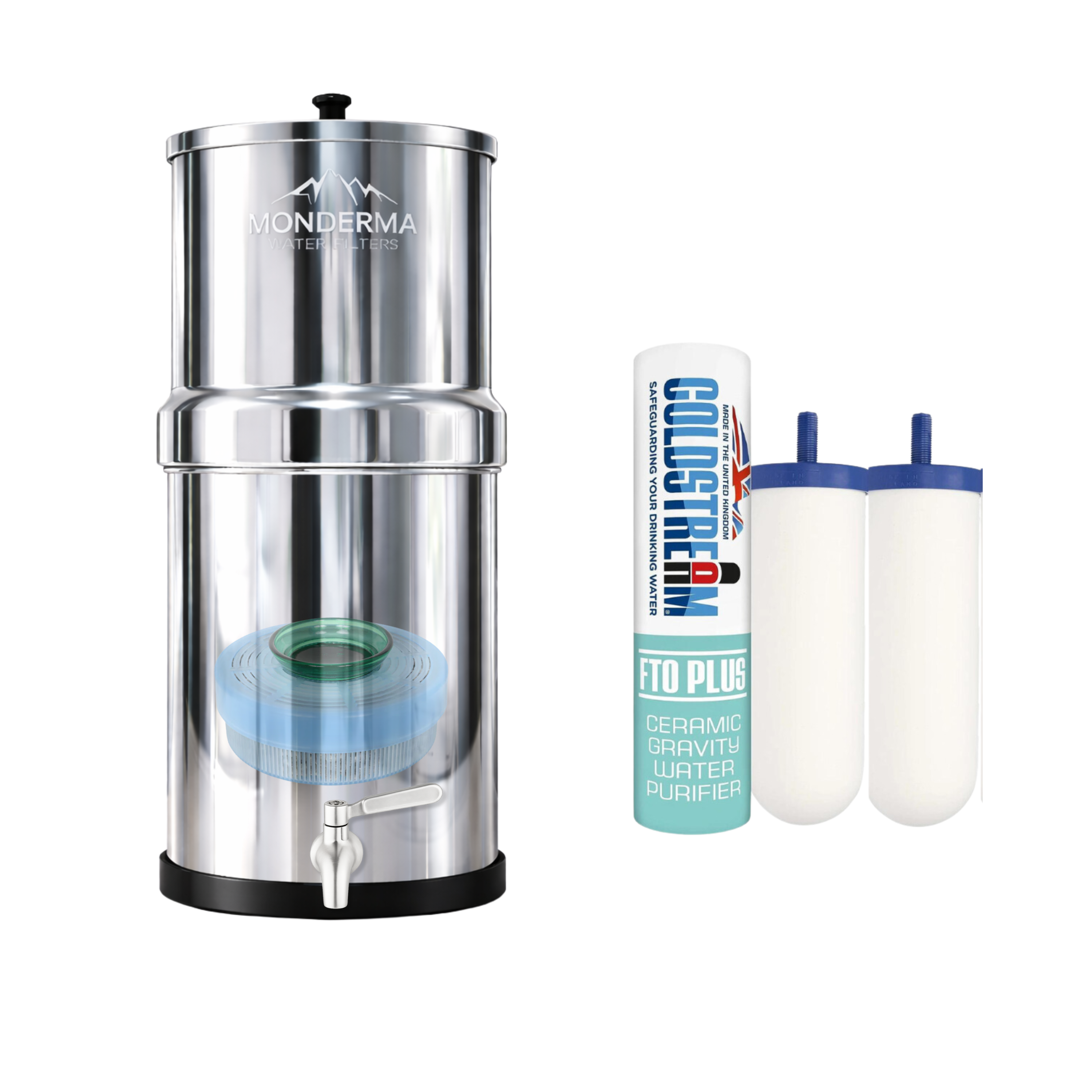 Monderma waterfilters fontaine monderma Fontaine Monderma Big 8.5L - 2 filtres FTO+ avec kit de magnétisation Eva