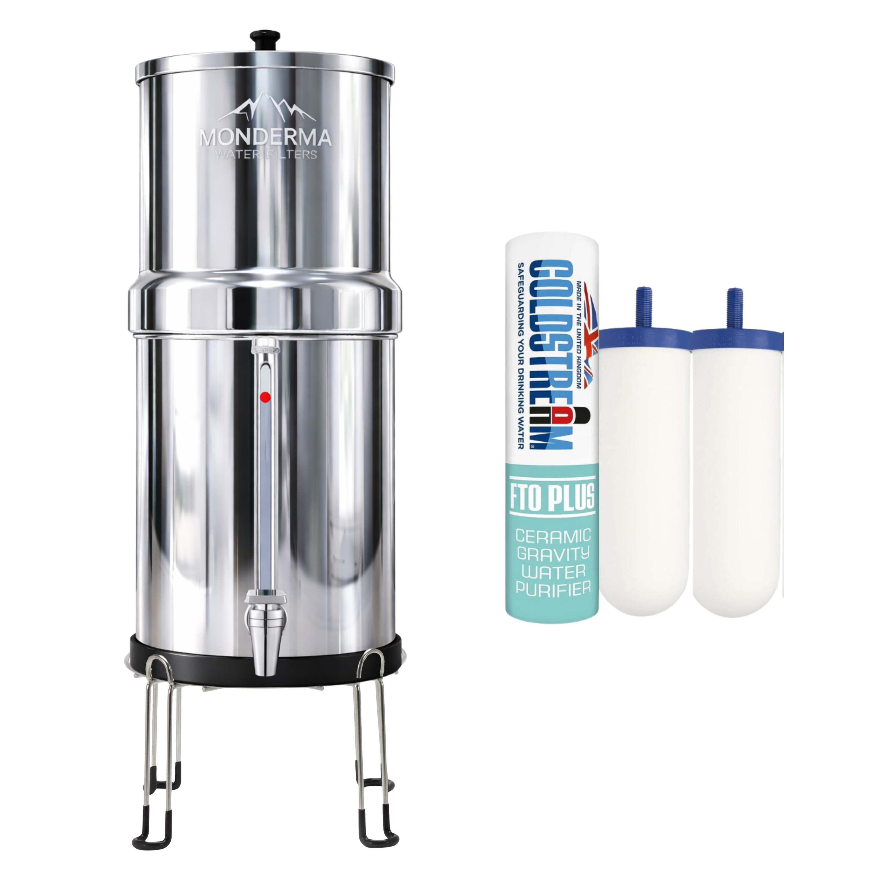 Monderma waterfilters fontaine monderma Fontaine Monderma Max Big 8.5L - inclus filtres 2 FTO+, 1 base inox, 1 robinet avec vue