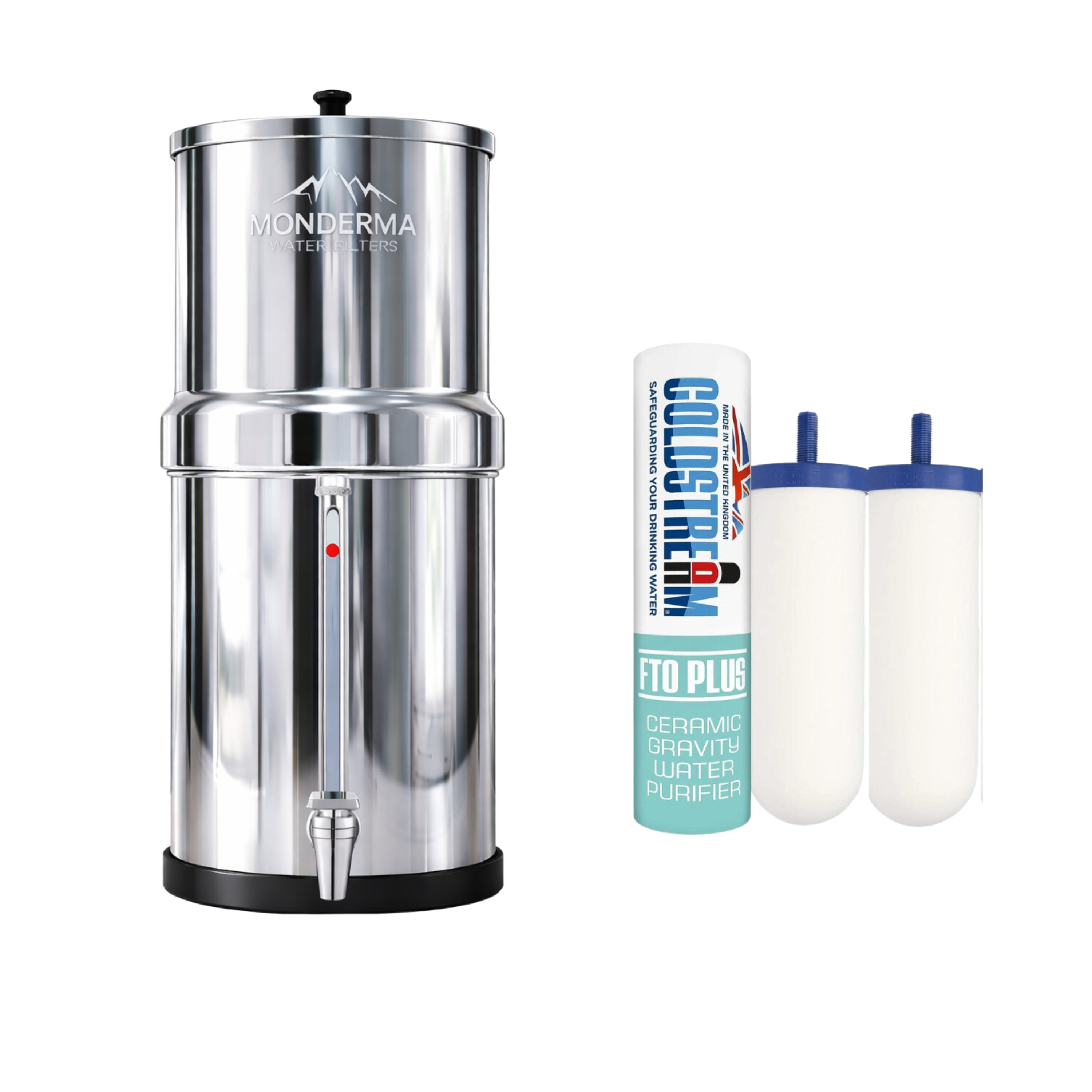 Monderma waterfilters fontaine monderma Fontaine Monderma Max Big 8.5L - inclus filtres 2 FTO+, 1 robinet avec vue