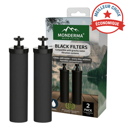 Monderma waterfilters Monderma éléments de filtration Monderma Black filters - cartouche filtration NSF/ANSI 42, 12 mois, cuves berkey, weeplow, bekerfeld