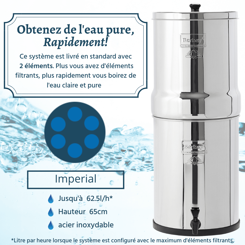 Fontaine Filtrante impérial Berkey® 17 litres - 6 filtres Black Berkey –  fontaine a gravité